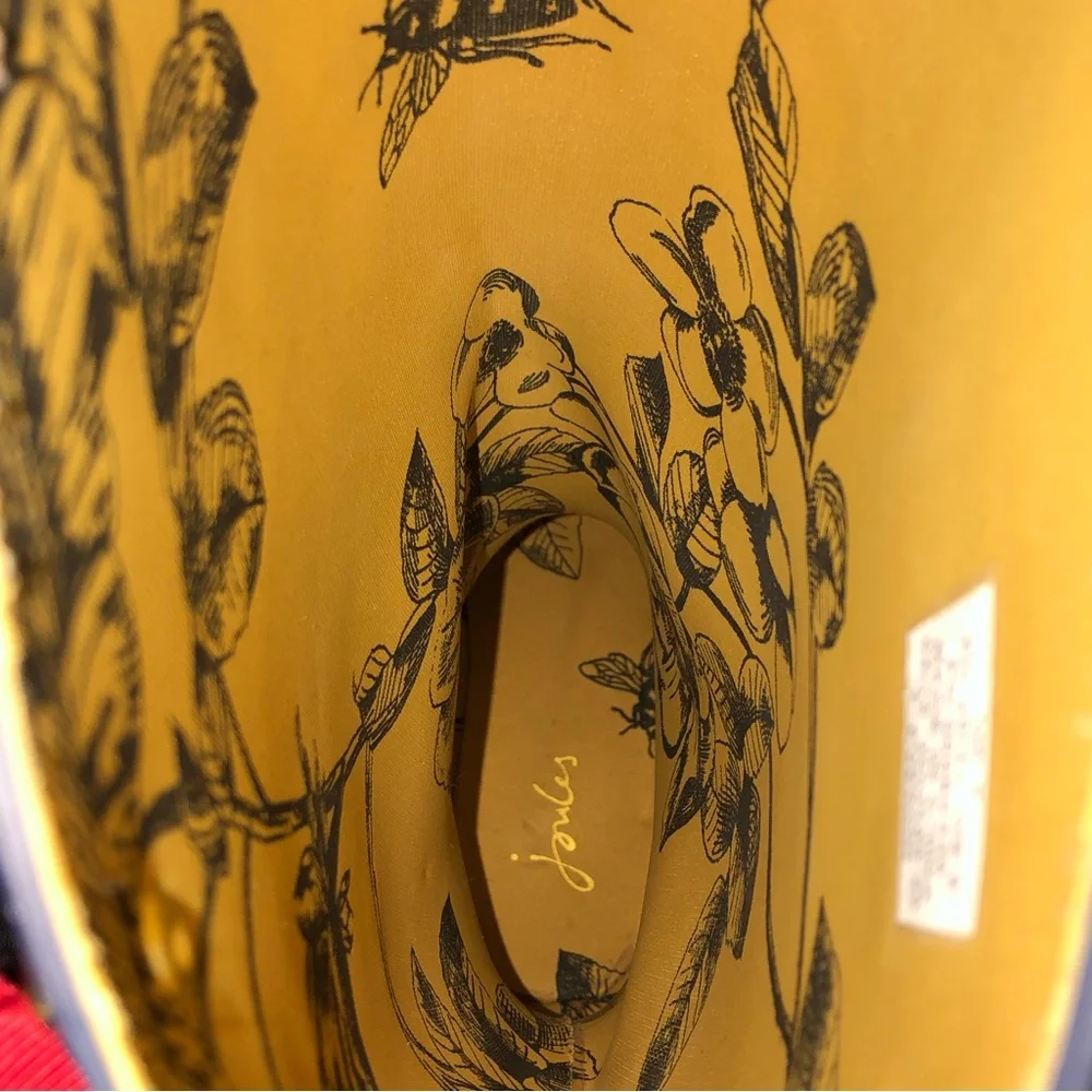 JOULES Navy Blue Tall Rain Boots with Red Bow and Toile Lining Size 9 - Picture 6 of 13